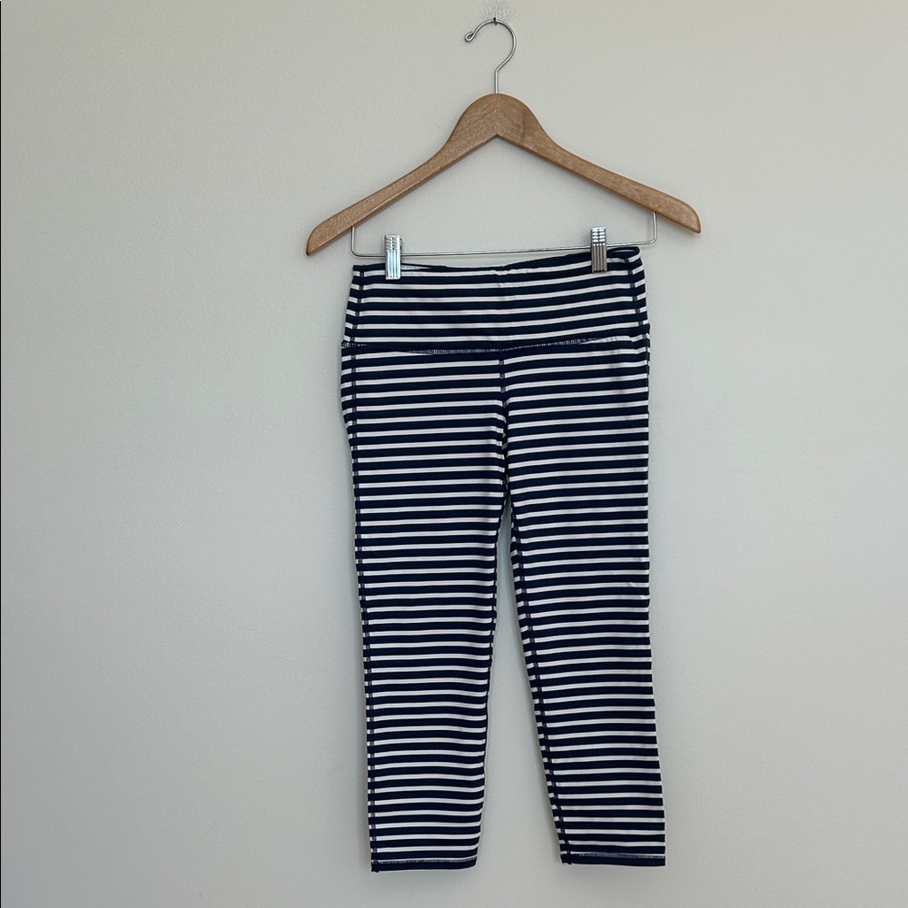 Athleta Navy and White‎ Striped Leggings